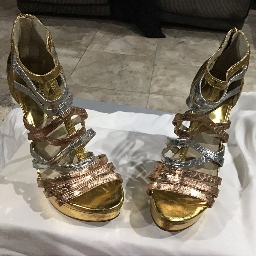 Michael Kors Mixed Metallic platform heels